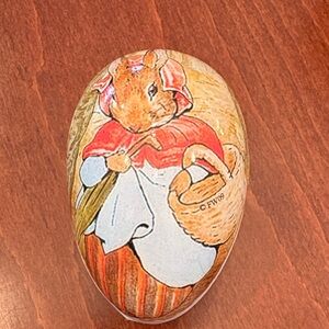Vintage German Decorative Rabbit Egg with Basket